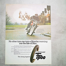 Dunlop Tyres Motor Cycle Sport Advert Vintage Motor Sport 1980s Man Cave