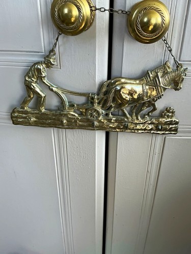 Vintage brass horse drawn - brass,