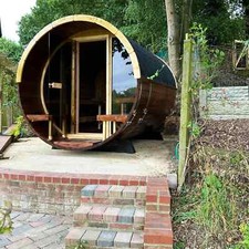 KeiCo Wellness 280 Deluxe Thermo-Wood Barrel Sauna – 6-Person Glass-Front Outdoo