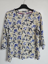 White Stuff Bird Blouse Relaxed Fit Cotton Top Size 10