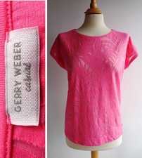 GERRY WEBER Pink Floral Top Stretch Jersey Semi Sheer Size 12