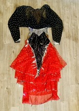 Original Vintage 1950s 1960 Black Silver Women Dance Dress Leotard Ballroom