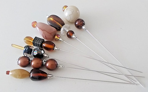 Vintage bead hat pins - 7,