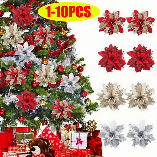 10x christmas large poinsettia - christmas,