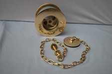 BRASS BELFAST KITCHEN SINK UN-SLOTTED WASTE, PLUG, CHAIN 1 1/2 INCH REFURBISHED