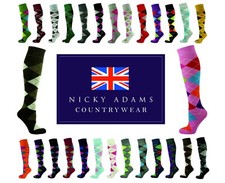 Riding Socks Argyle Mens Ladies Girls Horse Equestrian Country Pattern Cotton