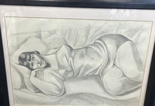 TAMARA LEMPICKA Art Deco Sexy Woman Lady Erotic Pencil Drawing Painting Signed