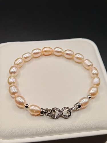 Pink oval real pearl beaded - pearl,