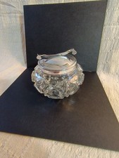 Vintage Cut Glass Sugar Bowl with Built-In Tongs – Tableware