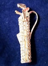 Vtg Golf Brooch Clubs Bag