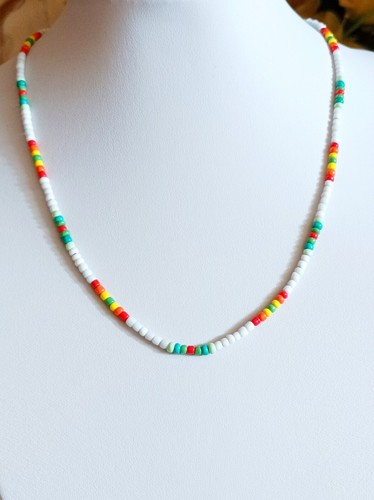 Multicoloured seed bead choker - multicoloured,