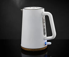 Debranded Scandi White Wood effect Steel Kettle  3KW 1.7L Fast boil dry Protect