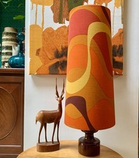 Groovy Retro Orange 54Cm H CONE Lampshade 60s  70s Heals Maypole vintage fabric