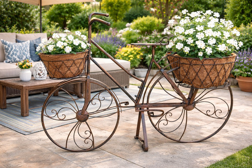 Metal bike planter flower - metal,