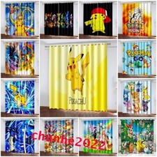 Kids Pokemon Pikachu Thick Blackout Curtains Thermal Ring Top Eyelet Drapes Gift