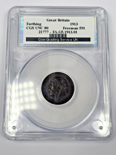 1913 farthing cgs - unc, 80