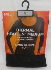 LADIES MARKS & SPENCER BLACK GLITTER THERMAL HEATGEN EXTRA WARMTH  TOP SIZE 20