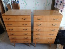 Reduced for quick sale...Pair Mid Century High Gloss Meredew  Chest Of Drawers
