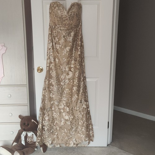 Jovani beige lace sequin - lace,