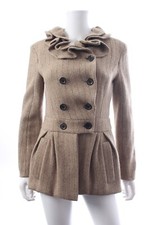 Louis Vuitton Fall 2006 Runway Striped Wool Double Breasted Coat / Beige