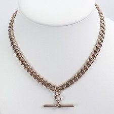 ANTIQUE 9CT ROSE GOLD HOLLOW CURB LINK POCKET WATCH ALBERT CHAIN - 24.2 GRAMS