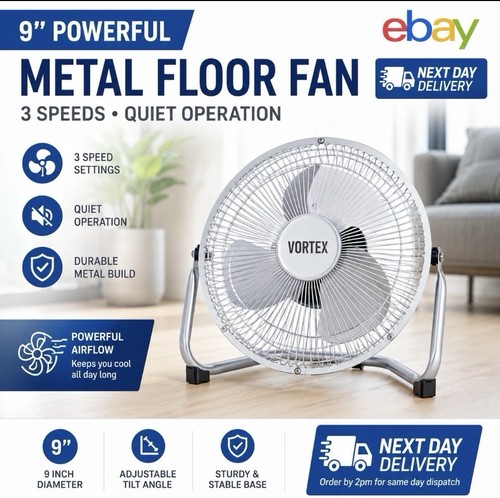 Metal floor fan 230mm 25w - floor, (9")
