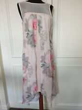 Pretty Pink floaty floral dress. Size 10  Wallis.long Dipped hem floaty dress