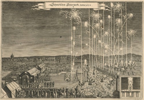 Antique map swedish fireworks - map,