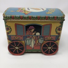 Vintage Gypsy Wagon Collectible Tin With Lid And Working Wheels Dodo 1983 London