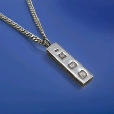 Vintage Sterling Silver Bar/Ingot Pendant Necklace Birmingham 1978