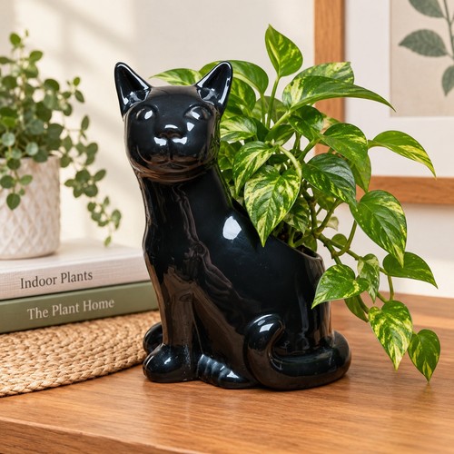 Quail ceramics lucky black cat - ceramics,
