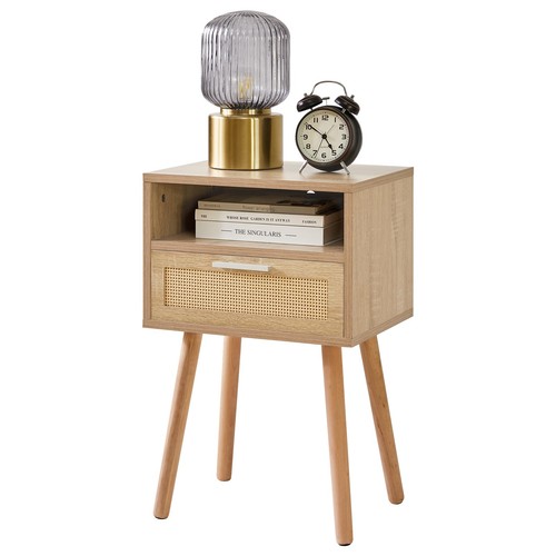 Rattan nightstand boho side - rattan,