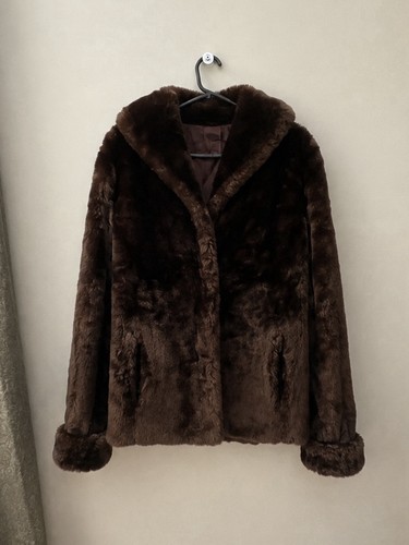 Vintage brown faux fur jacket - brown,