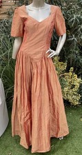Vintage 90’s Ronald Joyce burnt orange bridesmaid prom dress 100% silk fit 8/10 