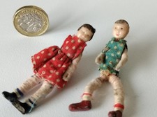 Two slightly bendy poseable dolls, Dol Toi 1940s, very weird