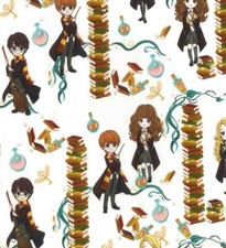 Cotton Digital Print Design Fabric Material - HARRY POTTER HARRY & FRIENDS