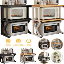 2/3-Tier Expandable Microwave Oven Rack Organizer Kitchen Corner Shelf
