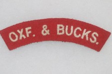 WW2 PATTERN BRITISH ARMY CLOTH SHOULDER TITLE OXF & BUCKS OXFORD BUCKINGHAMSHIRE