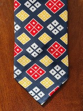 Drake's London Men's Geometric Patterned Hand Made Silk Tie 8 cm Blade Width