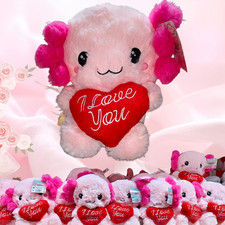 Pink Axolotl Heart Plush Cute