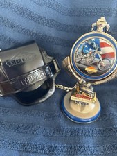 Harley Davidson Ultimate Chopper Pocket Watch Eagle Stand & Pouch Franklin Mint 
