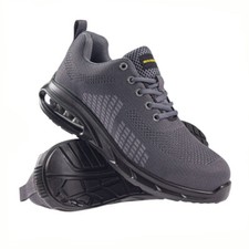 MENS SAFETY ULTRA LIGHTWEIGHT WORK AIR TRAINERS STEEL TOE CAP WOMENS SHOES GREY
