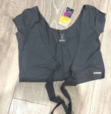zumba grey tie up crop lightweight cardigan wrap top dance gym jazz NEW