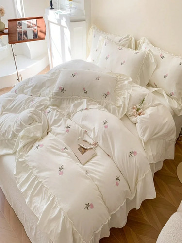 Rose embroidery bedding set - rose,