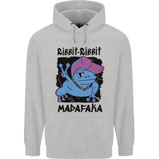Ribbit Madafaka Funny Gangsta Frog Mens 80% Cotton Hoodie