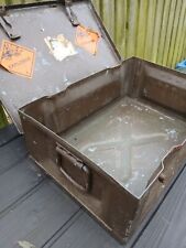 Vintage Metal Army Ammunition Case Lockable Hinged Lid Military Surplus