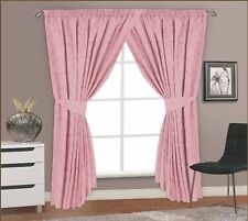 REGENCY ROSE GOLD DAMASK 66" x 90" LUXURY JACQUARD LINED PENCIL PLEAT CURTAINS 