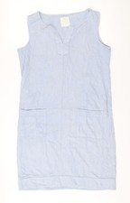 Next Women’s Blue Linen Viscose Shift Dress Size 8 Sleeveless