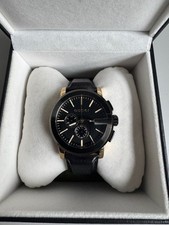Gucci G-Chrono 44mm Gold-Plated Case with Black Leather Strap Wristwatch for Men