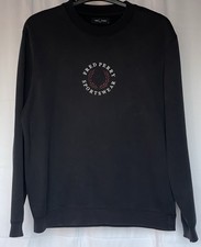 Fred Perry Mens Crew Neck Sweatshirt Size Medium Dark Indigo Embroidered Logo